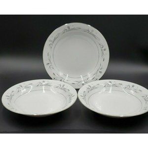 Harmony House Coup Soup Bowl Platinum Garland Fine China Set of (3)